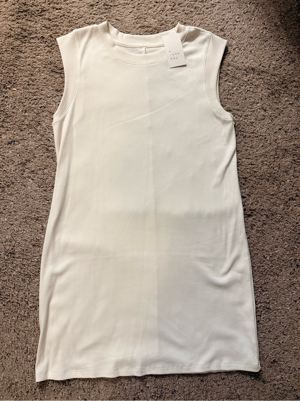 NWT A New Day Sleeveless Crewneck Tank Dress in Cream